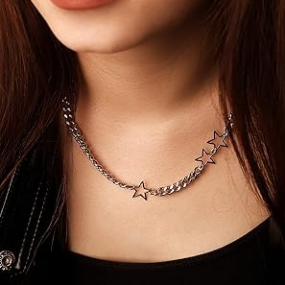 Gothic Punk Star Necklace, Star Choker, Emo Punk Grunge Y2k Necklace, Y2k Jewelr